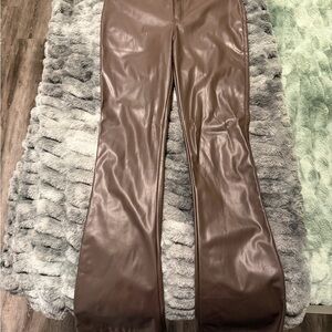 Motel Rocks Brown Flare Leather Pants
